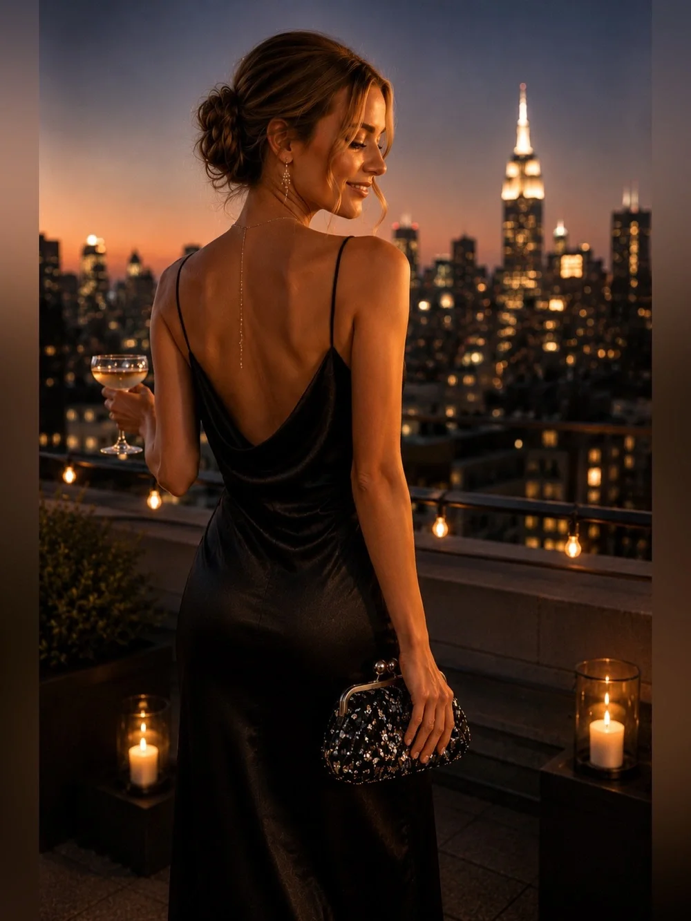 Black Sequin Clutch Evening Bag | Champagne & City Lights Collection - Picture 2 of 8